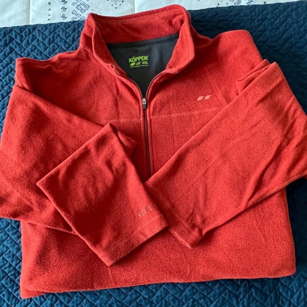 Koppen Men’s Orange Quarter Zip Long Sleeve Fleece Pullover‎ Sweater XXL